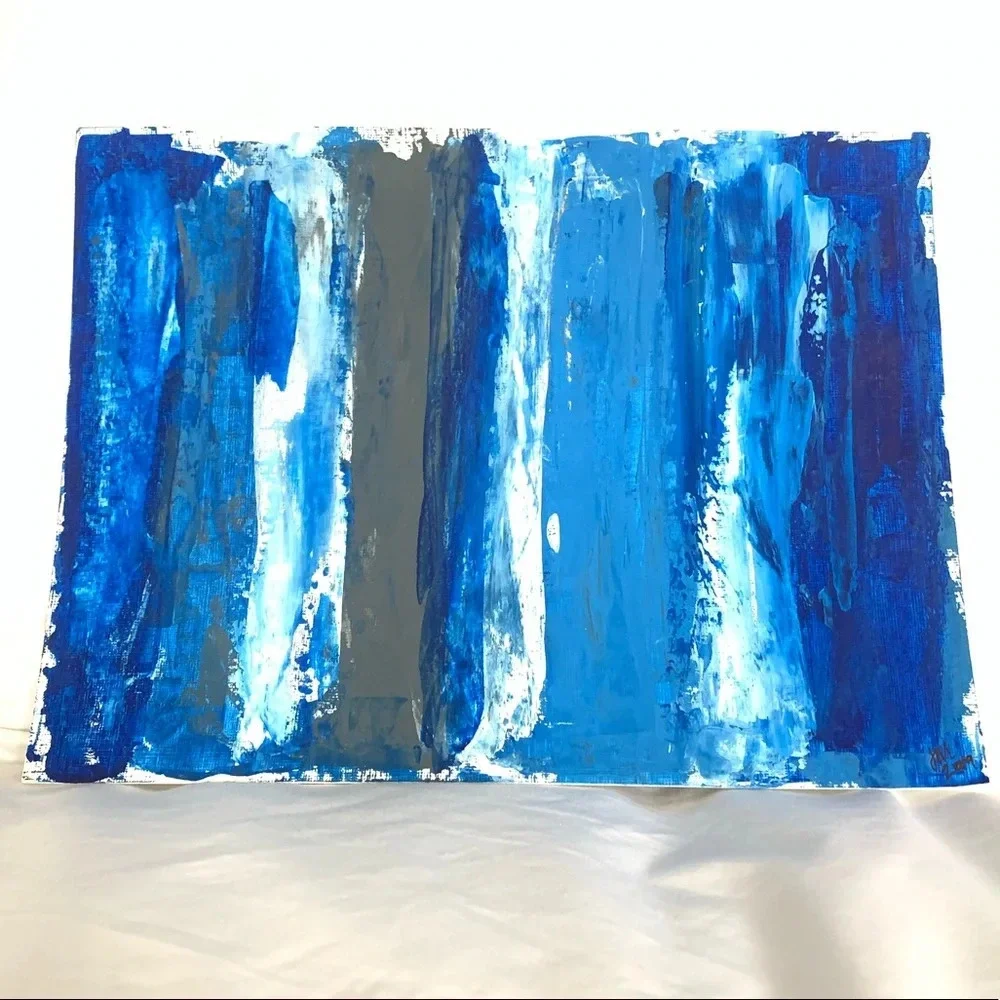 Original Art - blues, grey and white 9x12